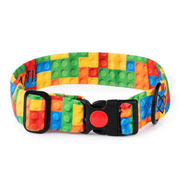 The Rainbow Bricks Buckle Dog Collar With QuickLink