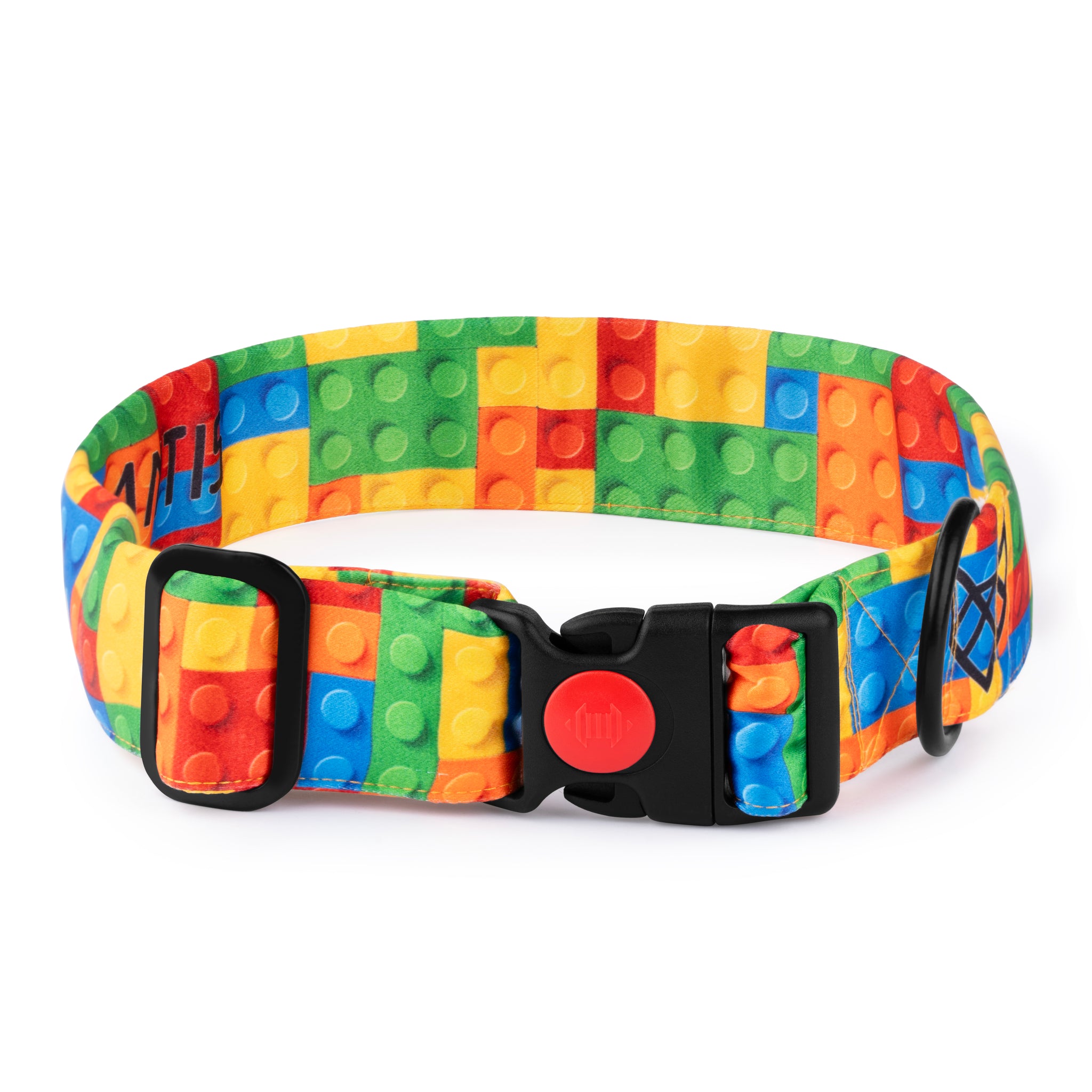 The Rainbow Bricks Buckle Dog Collar With QuickLink