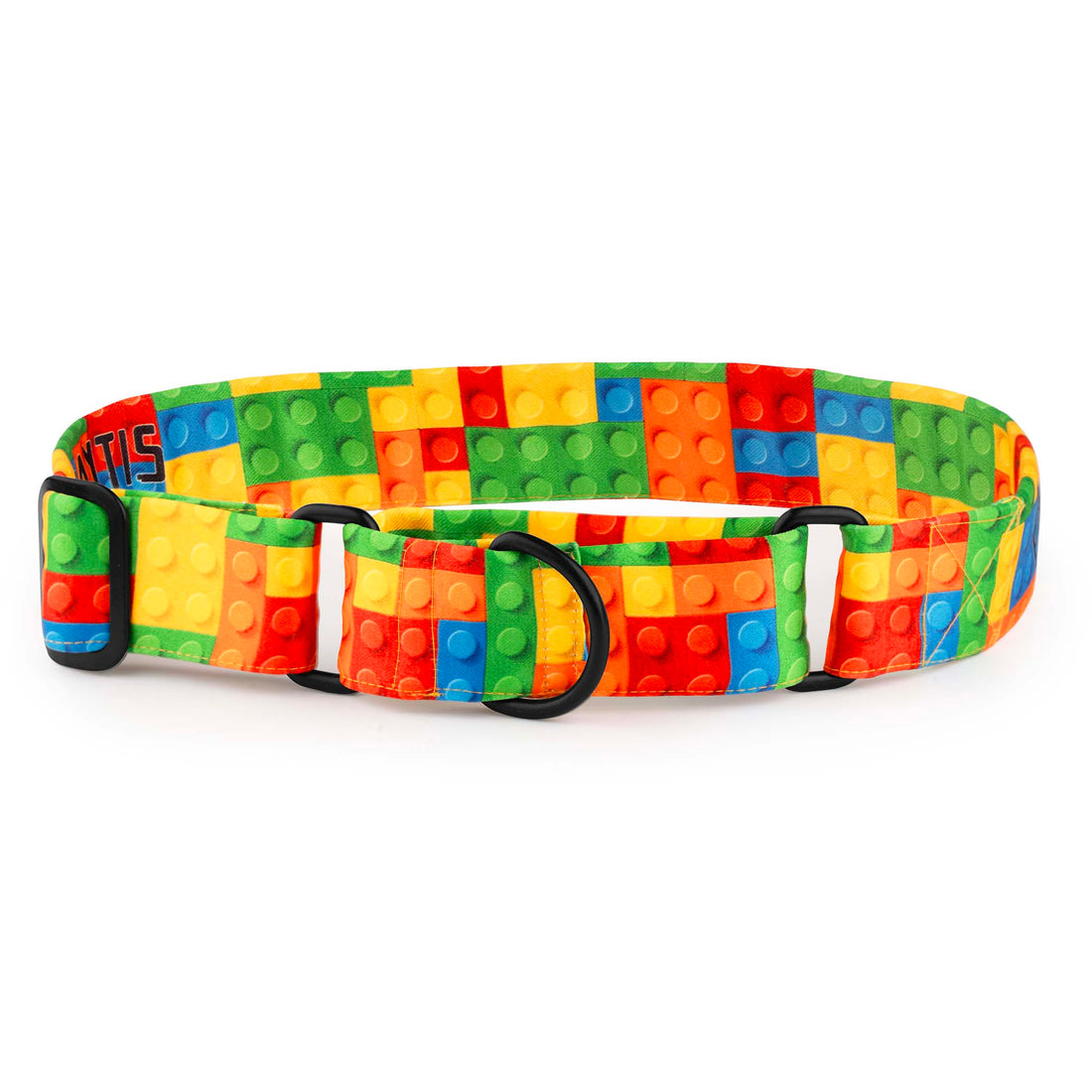 The Rainbow Bricks Martingale Dog Collar With QuickLink